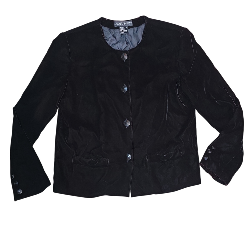 Vintage Counterparts Black‎ Velvet Blazer Size 8